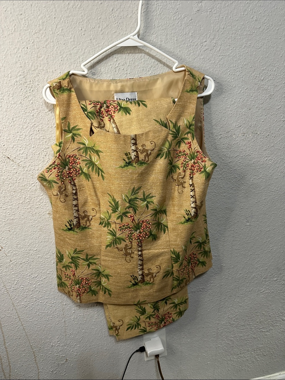 Tropical Palm Print Two-Piece Set in Gold by
